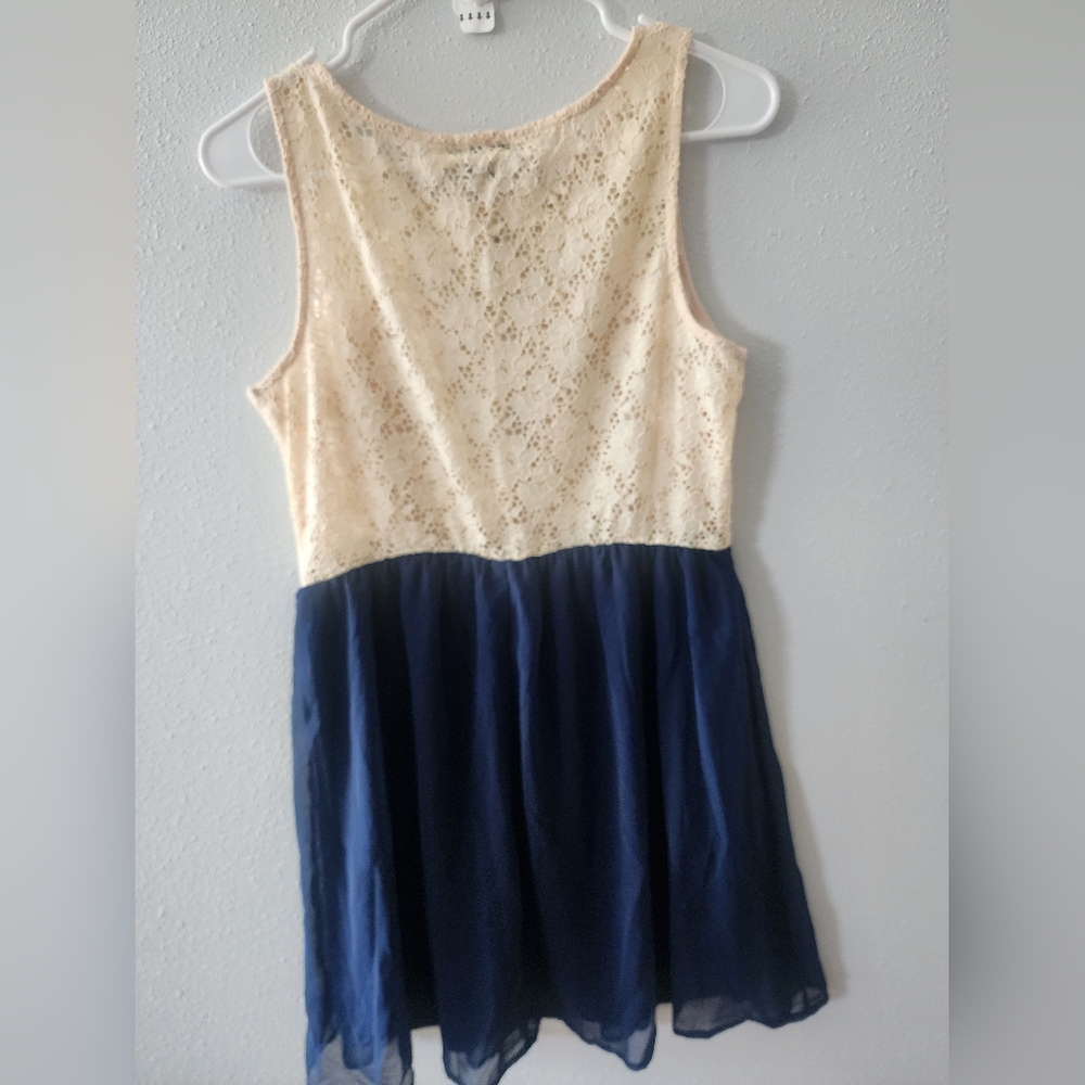 Rhapsody cream lace and blue chiffon, size  XL